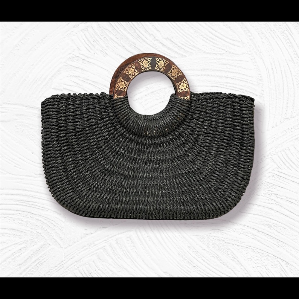 Coldwater Creek Black Wicker Large Tote